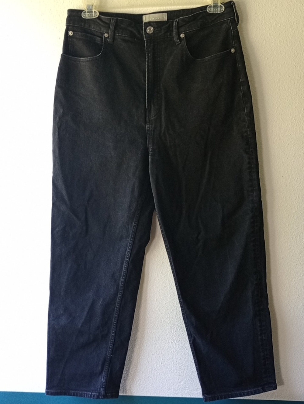 Everlane Black Faded 90's Wide Leg Curvy High Rise Organic Cotton Size 32 Reg